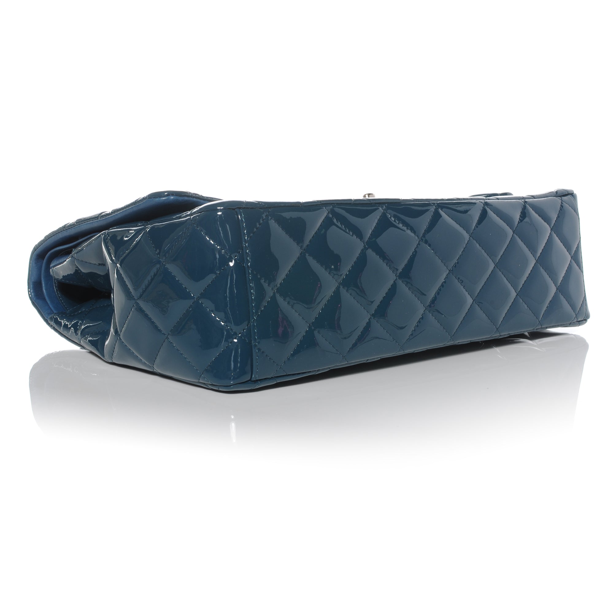 Chanel Patent Maxi Double Flap Blue 4 of 10