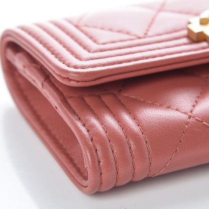 Chanel Lambskin Quilted Boy Card Holder Wallet Rosewood 5 of 11