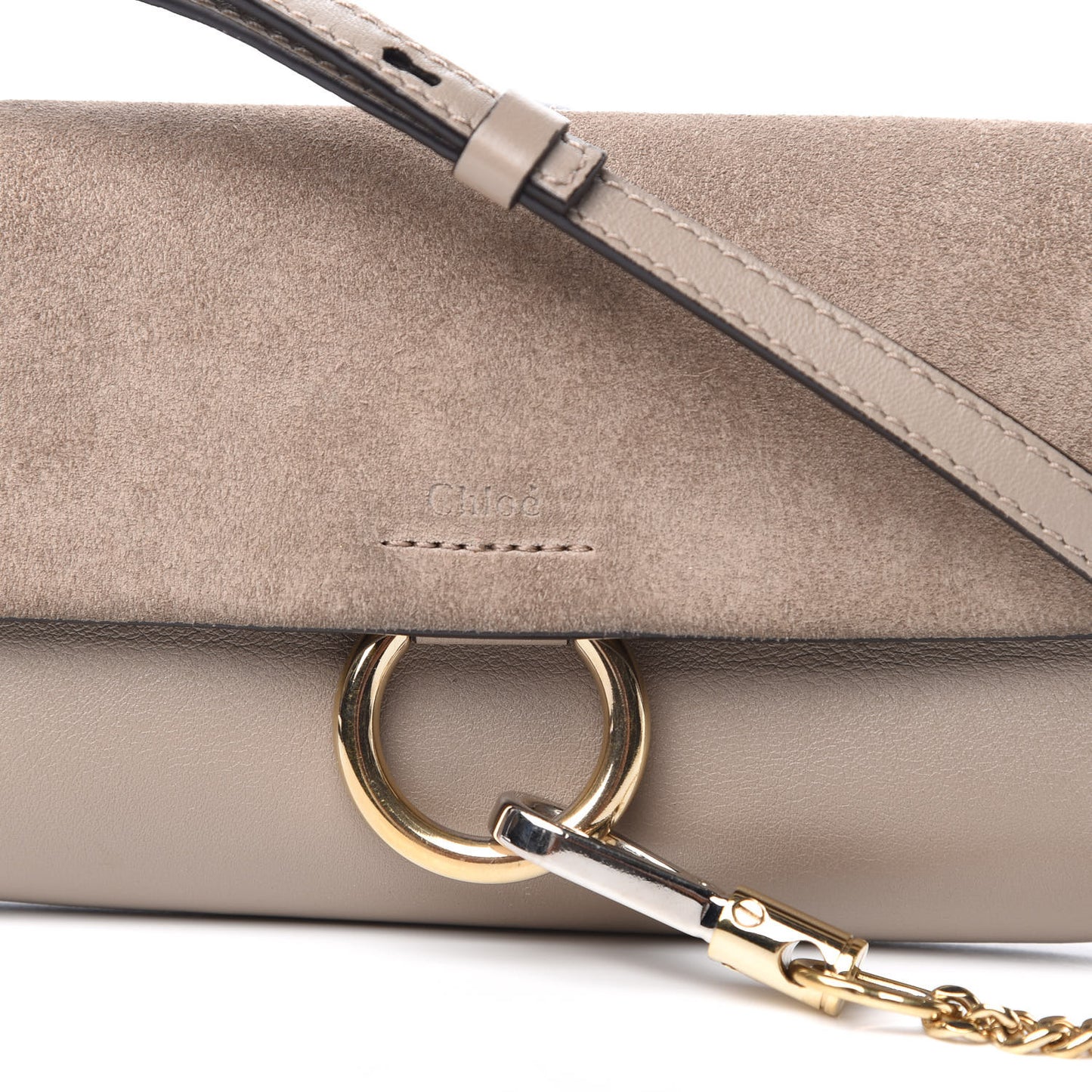 Suede Calfskin Mini Faye Shoulder Bag Motty Grey