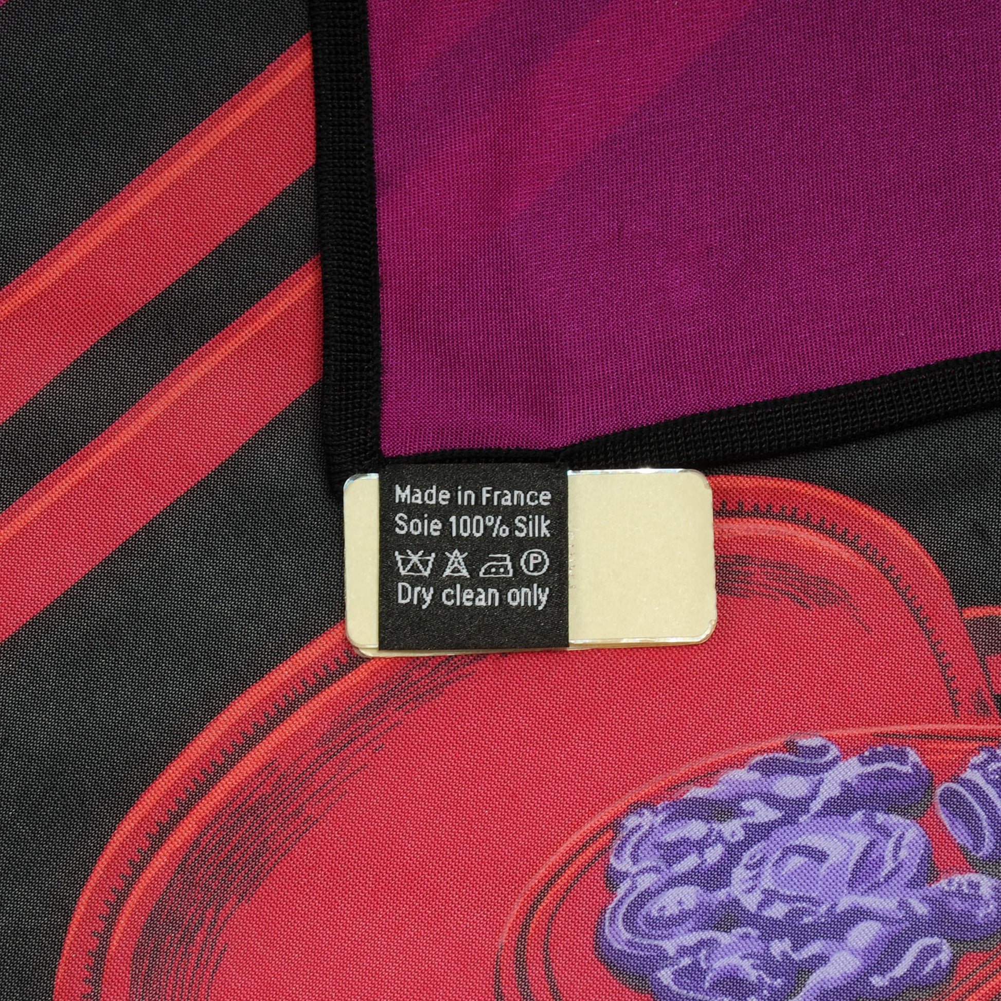 Hermes Silk Jersey Brides De Gala Scarf 90 Noir Bougainvillier Cherry 4 of 6