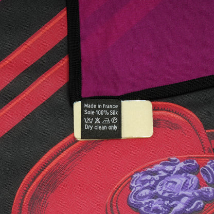 Hermes Silk Jersey Brides De Gala Scarf 90 Noir Bougainvillier Cherry 4 of 6