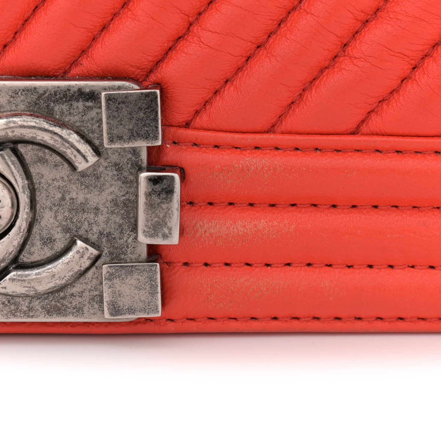 Chanel Wrinkled Lambskin Chevron Quilted Medium Boy Flap Orange 12 of 13