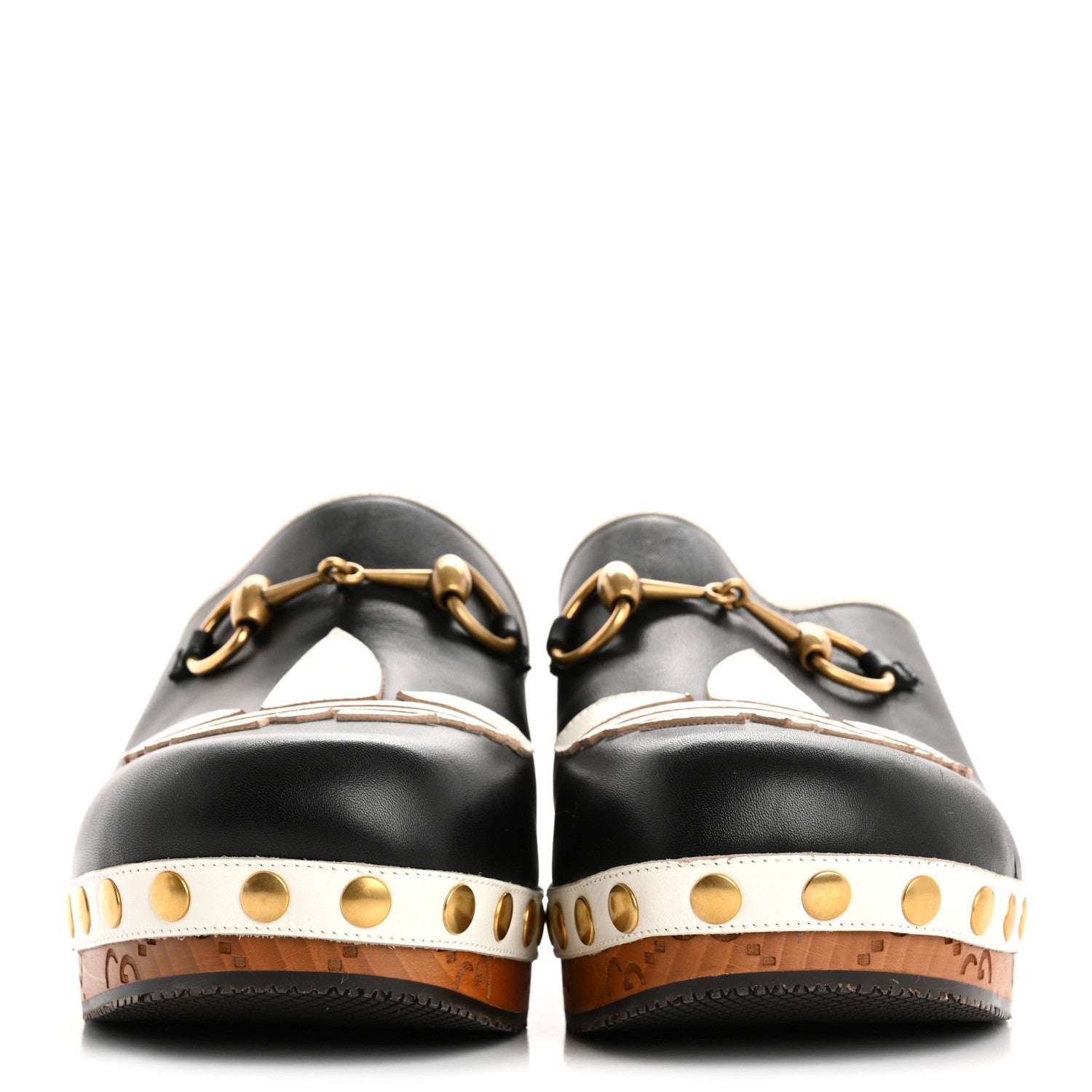 Gucci X ADIDAS Quebec Calfskin Quentin Goatskin Horsebit Trefoil Clog Mules 37 Black Off White 3 of 14