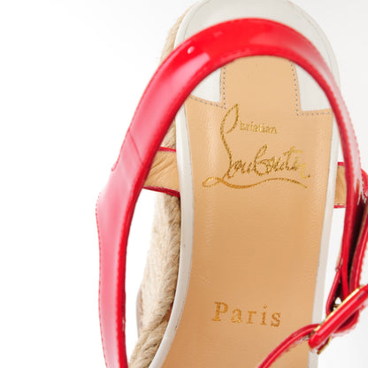 Christian Louboutin Patent Spachica 140 Wedge Sandals 38 Red White Navy 7 of 7