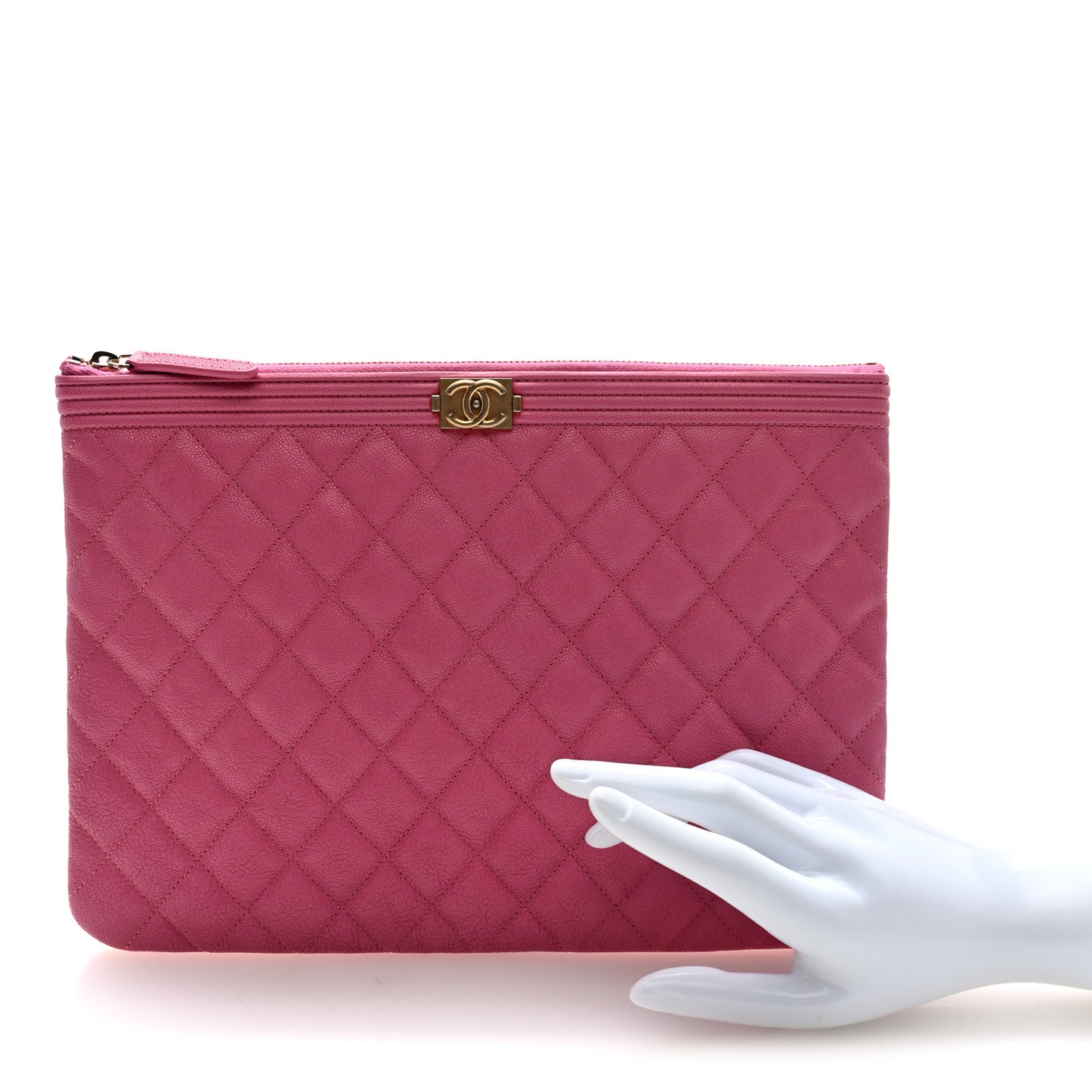 Caviar Quilted Medium Boy Cosmetic Case Pink