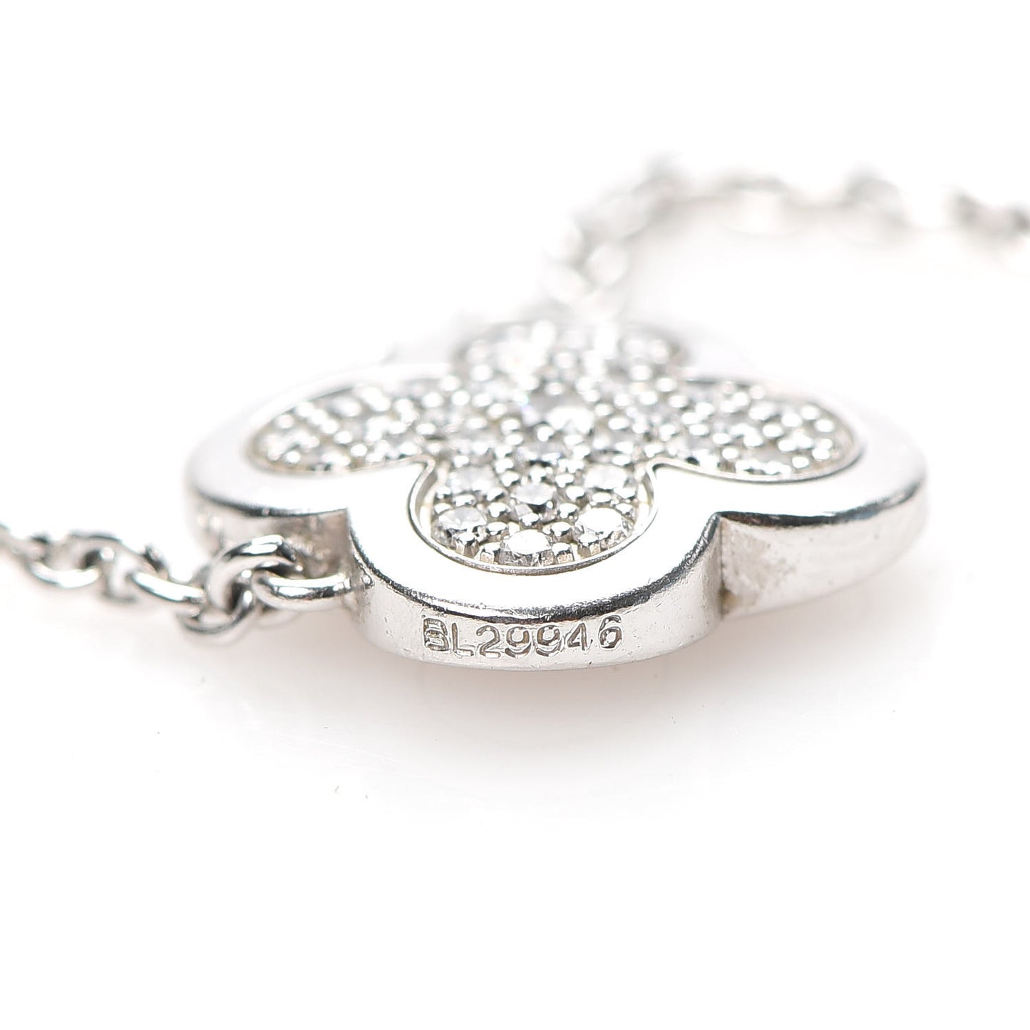 18K White Gold Diamond Pure Alhambra Pendant Necklace