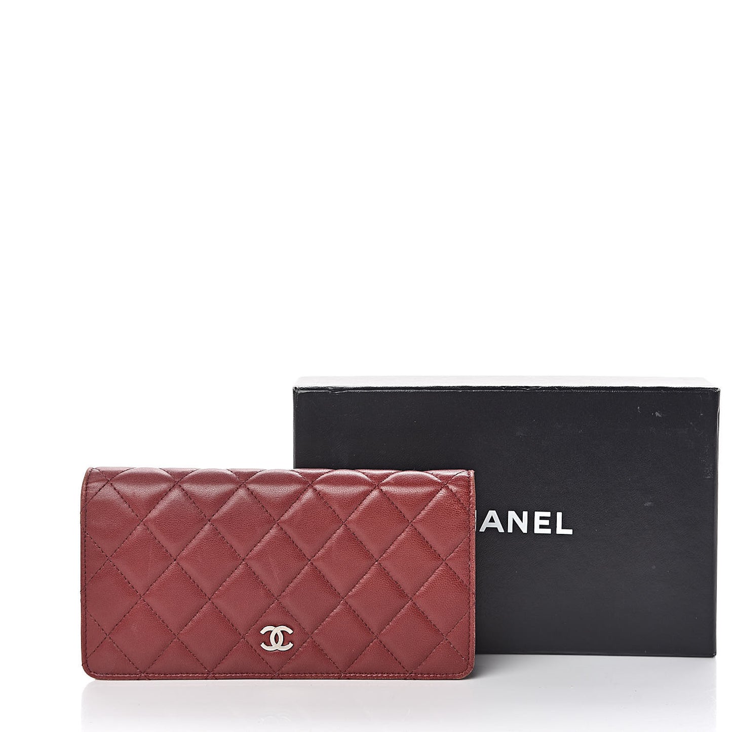 Lambskin Quilted Yen Wallet Red