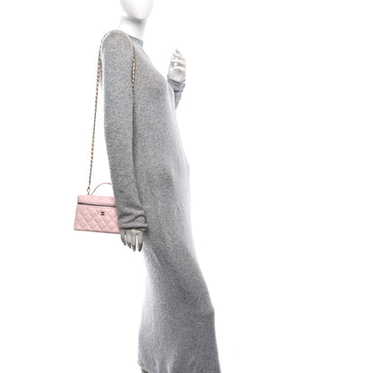 Chanel Caviar Quilted Top Handle Slim Vanity With Chain Light Pink 2 of 11