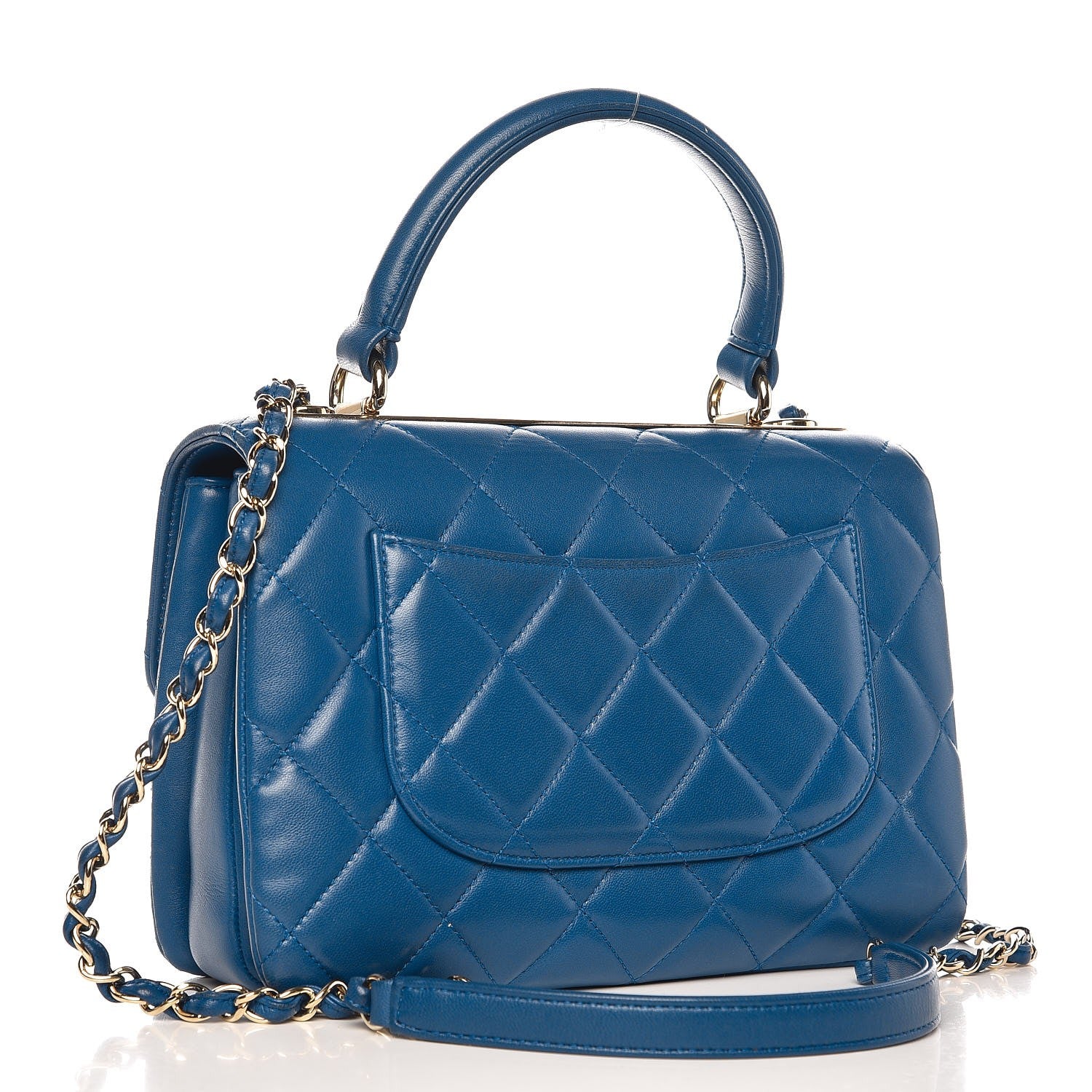 Chanel Lambskin Quilted Small Trendy CC Flap Dual Handle Bag Blue 3 of 14