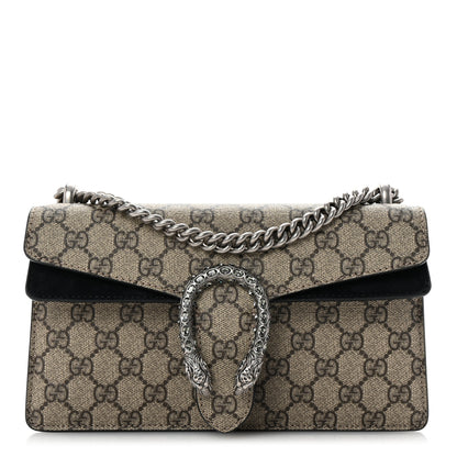Gucci GG Supreme Monogram Suede Crystal Small Dionysus Shoulder Bag Beige Ebony Black 1 of 10