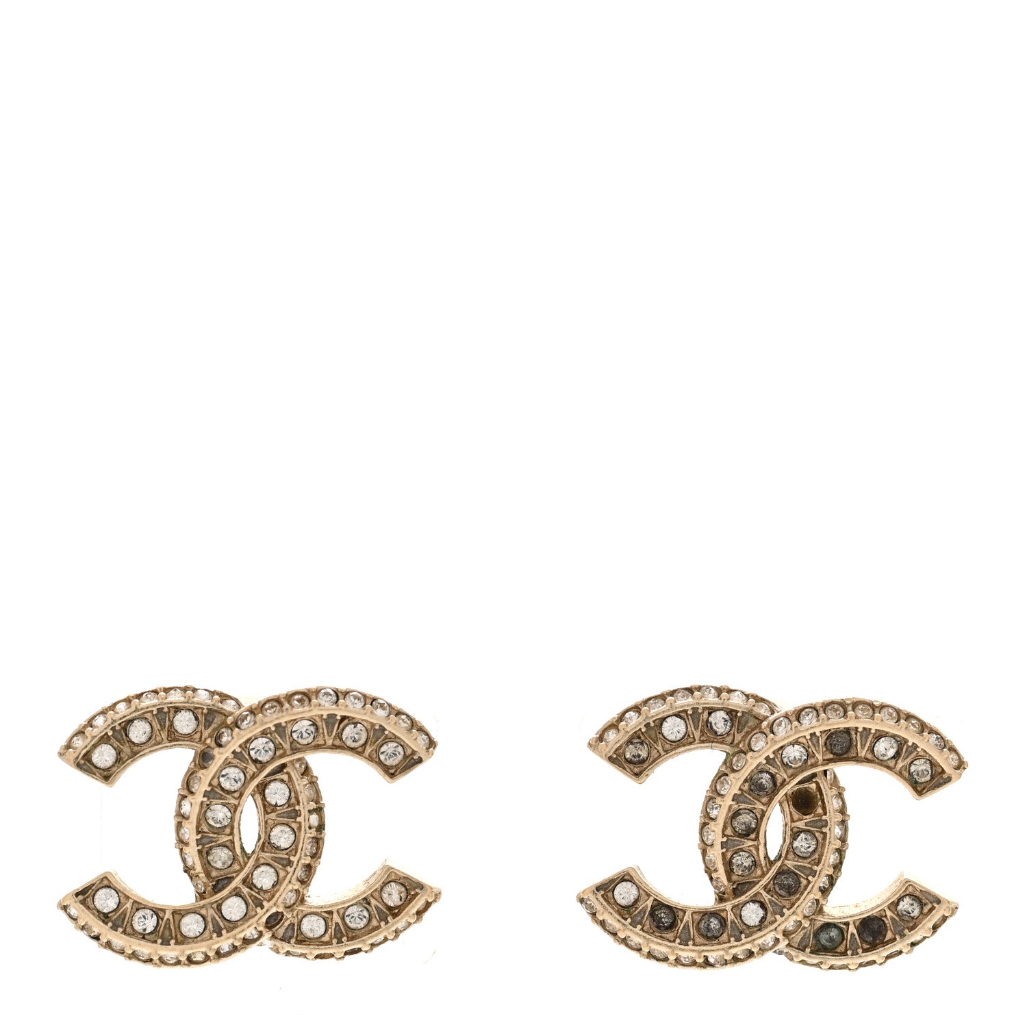 Chanel Crystal Timeless CC Earrings Light Gold 5 of 5