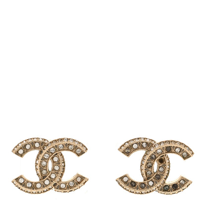 Chanel Crystal Timeless CC Earrings Light Gold 5 of 5