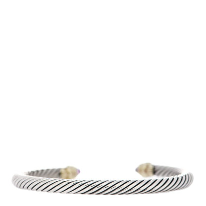 David Yurman Sterling Silver 14K Yellow Gold Amethyst 5mm Cable Classics Petite Color Bracelet 2 of 5