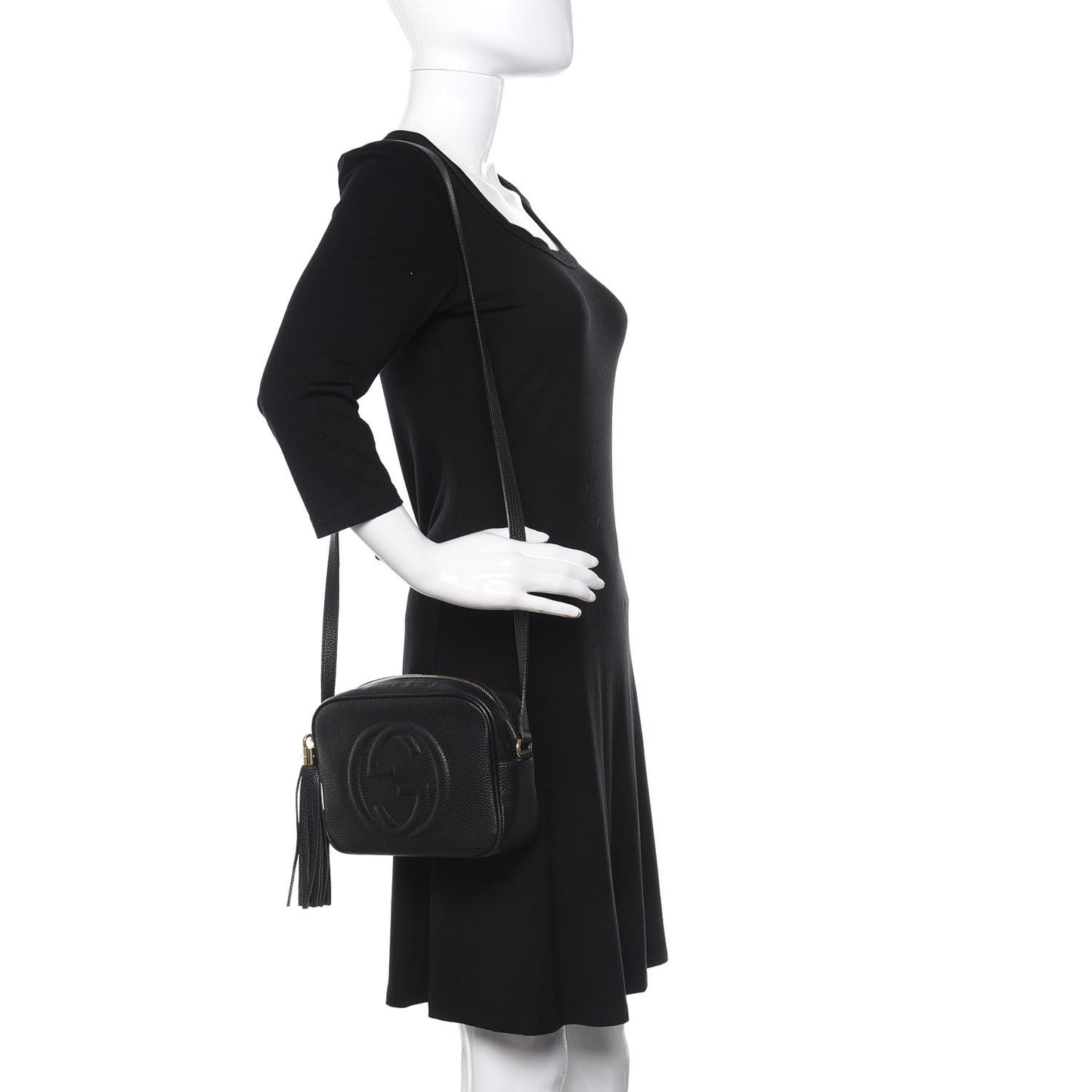 Pebbled Calfskin Small Soho Disco Bag Black
