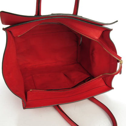 Celine Drummed Calfskin Mini Luggage Coquelicot 5 of 14