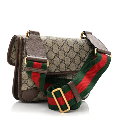 Gucci GG Supreme Monogram Web Small Neo Vintage Double Flap Messenger Bag Beige New Acero 3 of 11