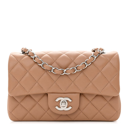 Chanel Lambskin Quilted Mini Rectangular Flap Dark Beige 1 of 11
