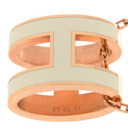 Hermes Lacquered Rose Gold Pop H Pendant Necklace White 6 of 8