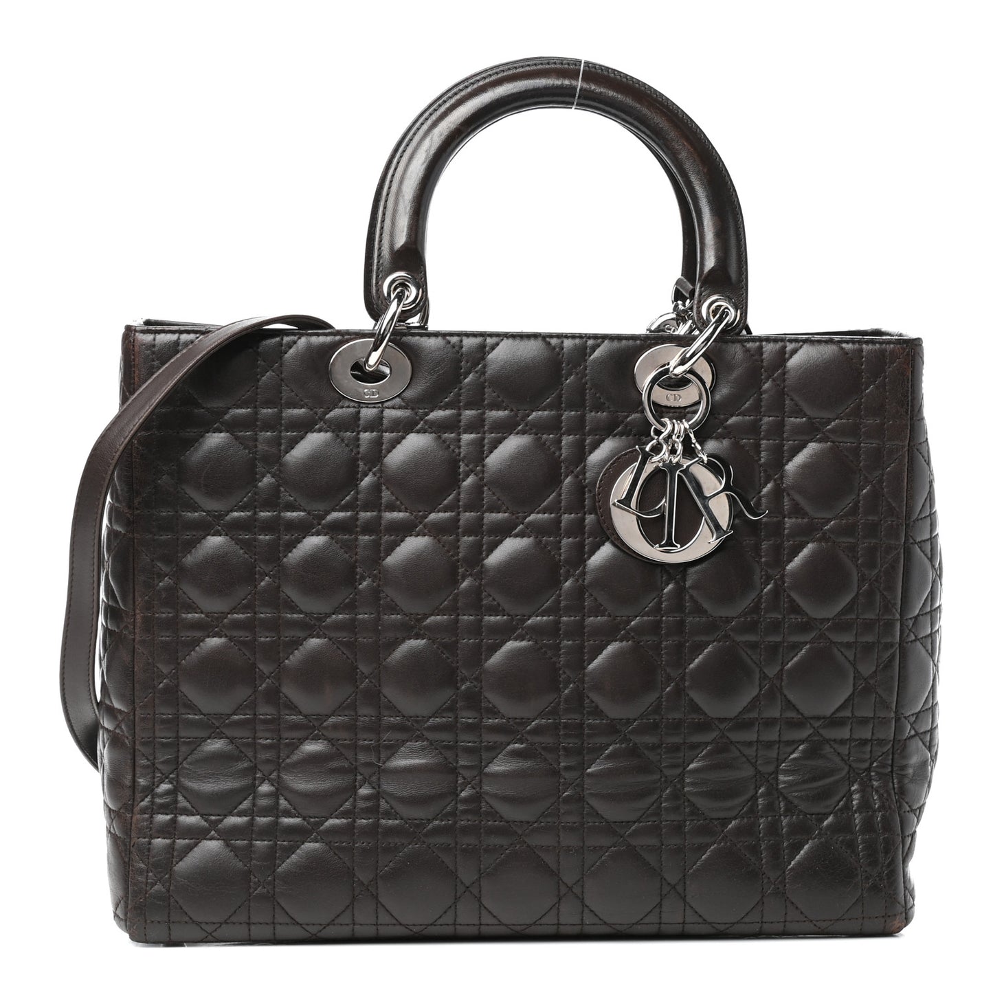 Lambskin Cannage Large Lady Dior Dark Brown