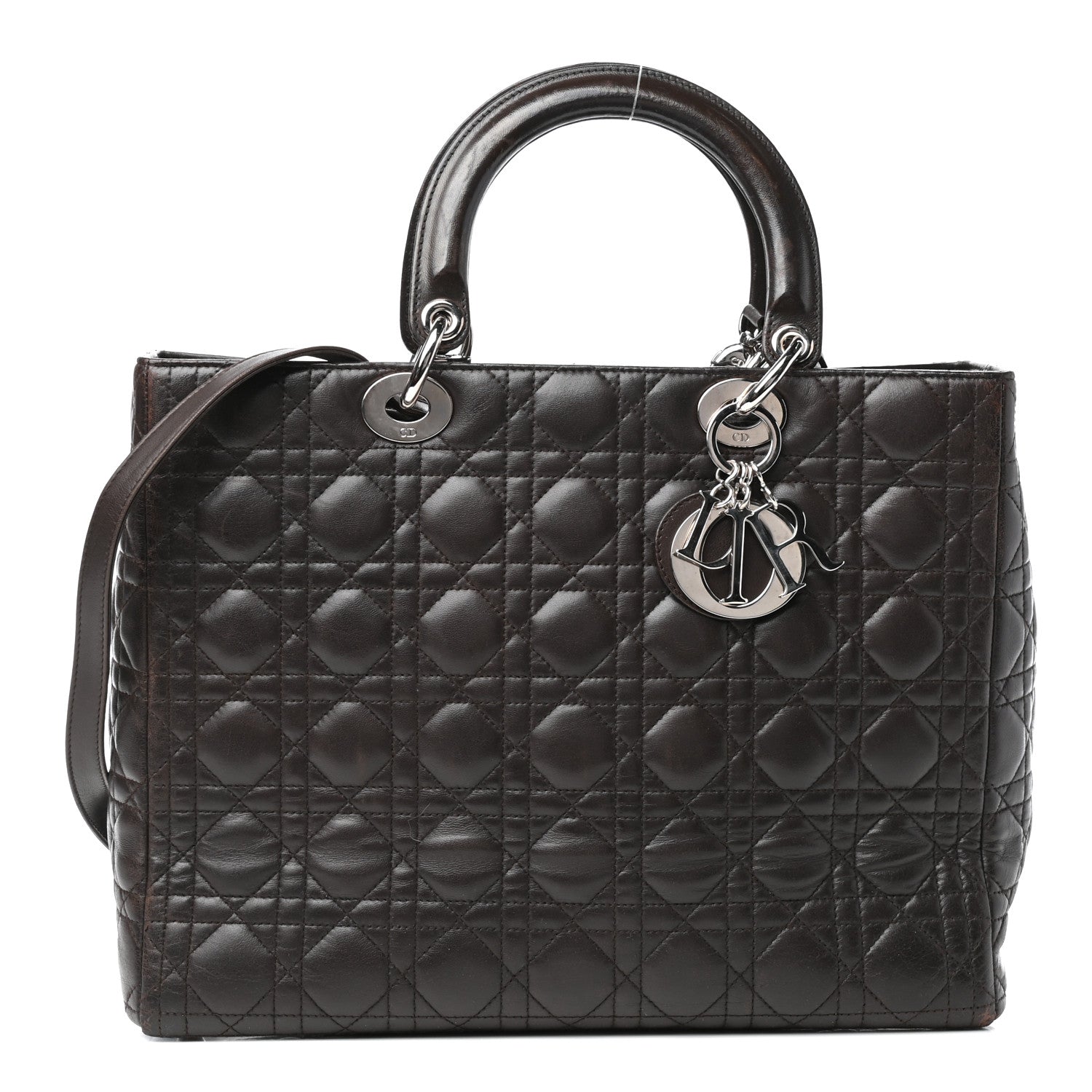 Christian Dior Lambskin Cannage Large Lady Dior Dark Brown 1 of 10