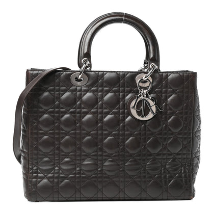 Christian Dior Lambskin Cannage Large Lady Dior Dark Brown 1 of 10