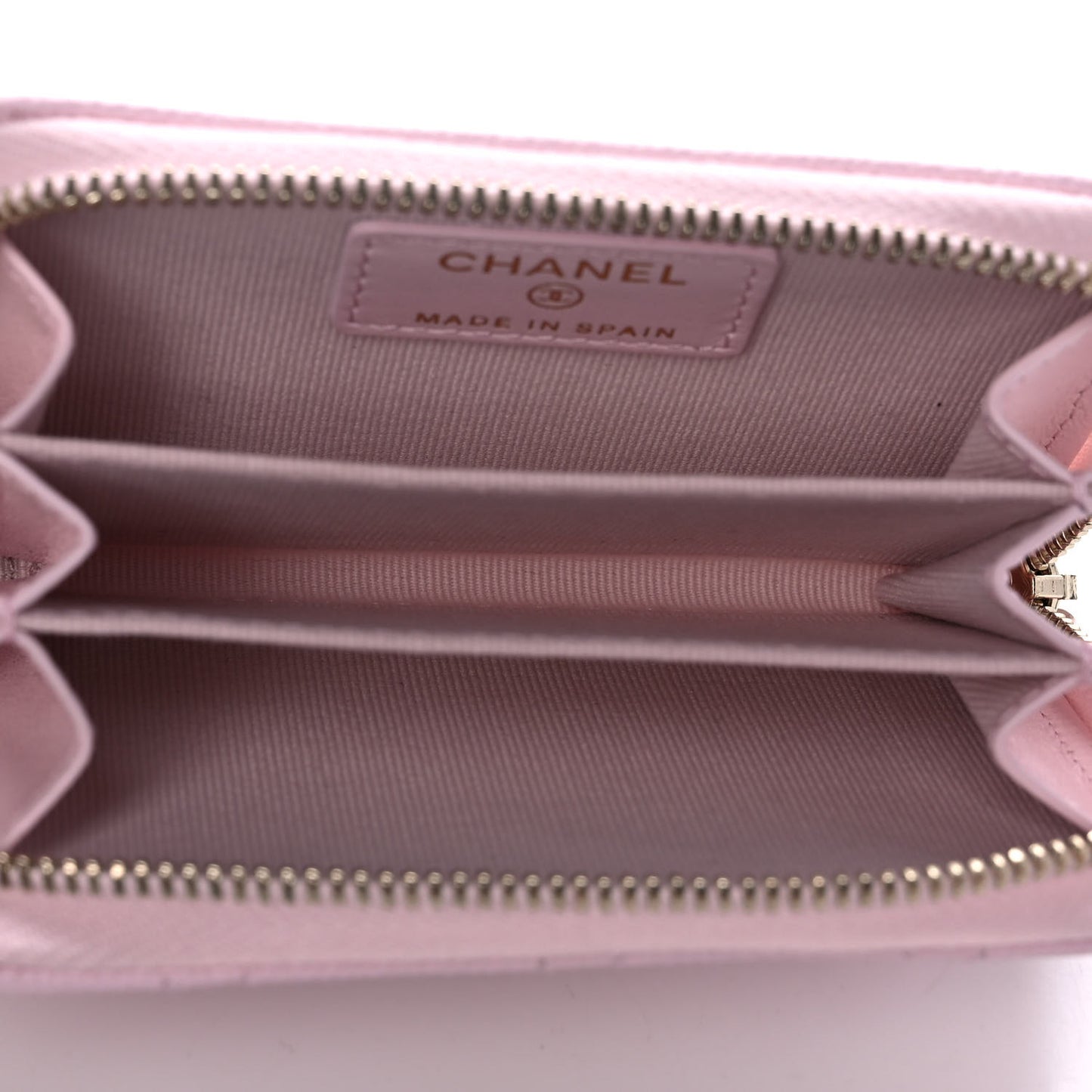 Caviar Quilted Zip Coin Purse Light Pink