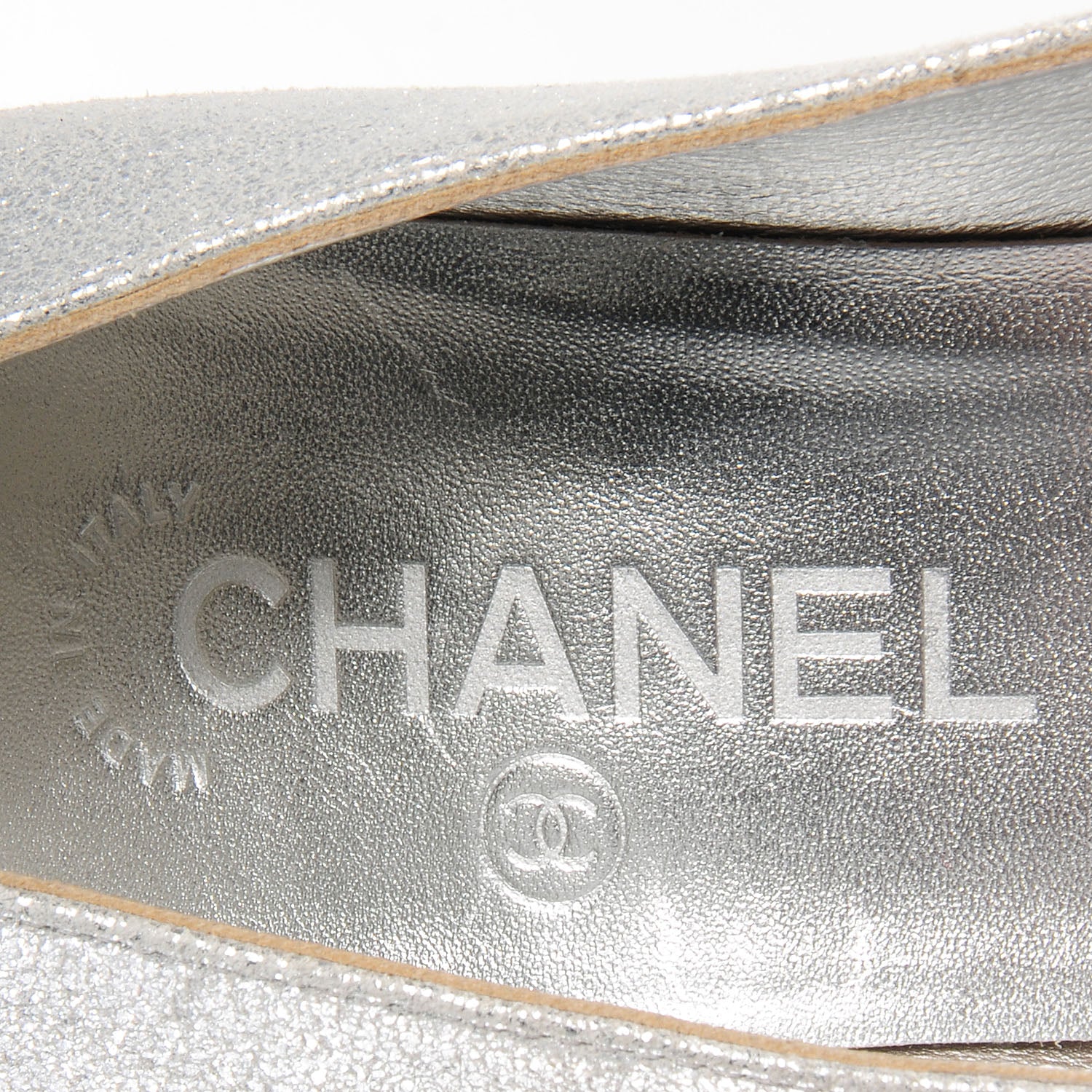 Chanel Metallic Leather Cap Toe Pumps Silver Black 37.5 8 of 10
