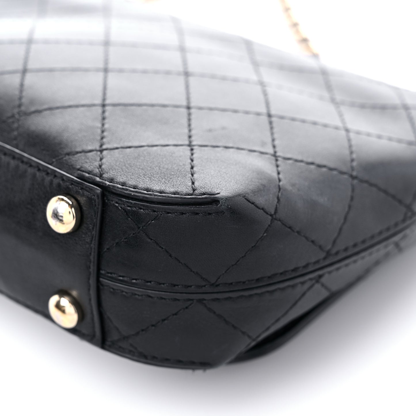 Calfskin Stitched Small Covered CC Flap Bag Black