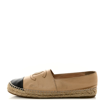 Chanel Lambskin CC Espadrilles 41 Beige Black 1 of 14