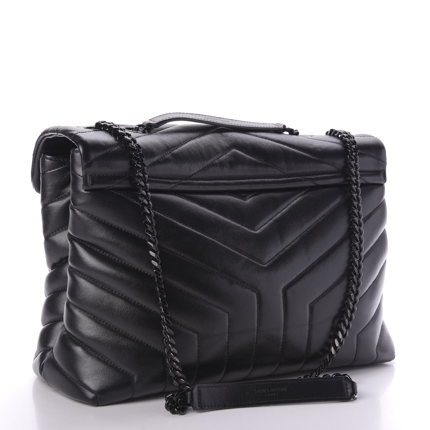 Saint Laurent Calfskin Y Quilted Monogram Medium Loulou Chain Satchel Black 3 of 9