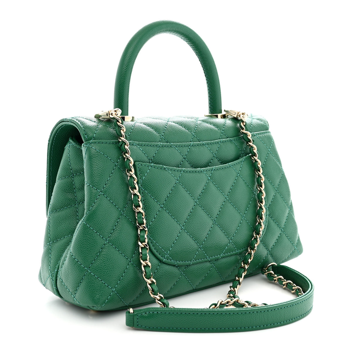 Chanel Caviar Quilted Mini Coco Handle Flap Green 3 of 11