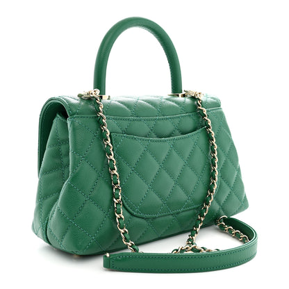 Chanel Caviar Quilted Mini Coco Handle Flap Green 3 of 11