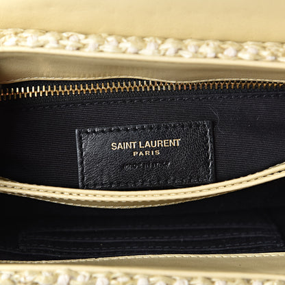 Saint Laurent Raffia Monogram Toy Loulou Chain Satchel Naturale 6 of 15