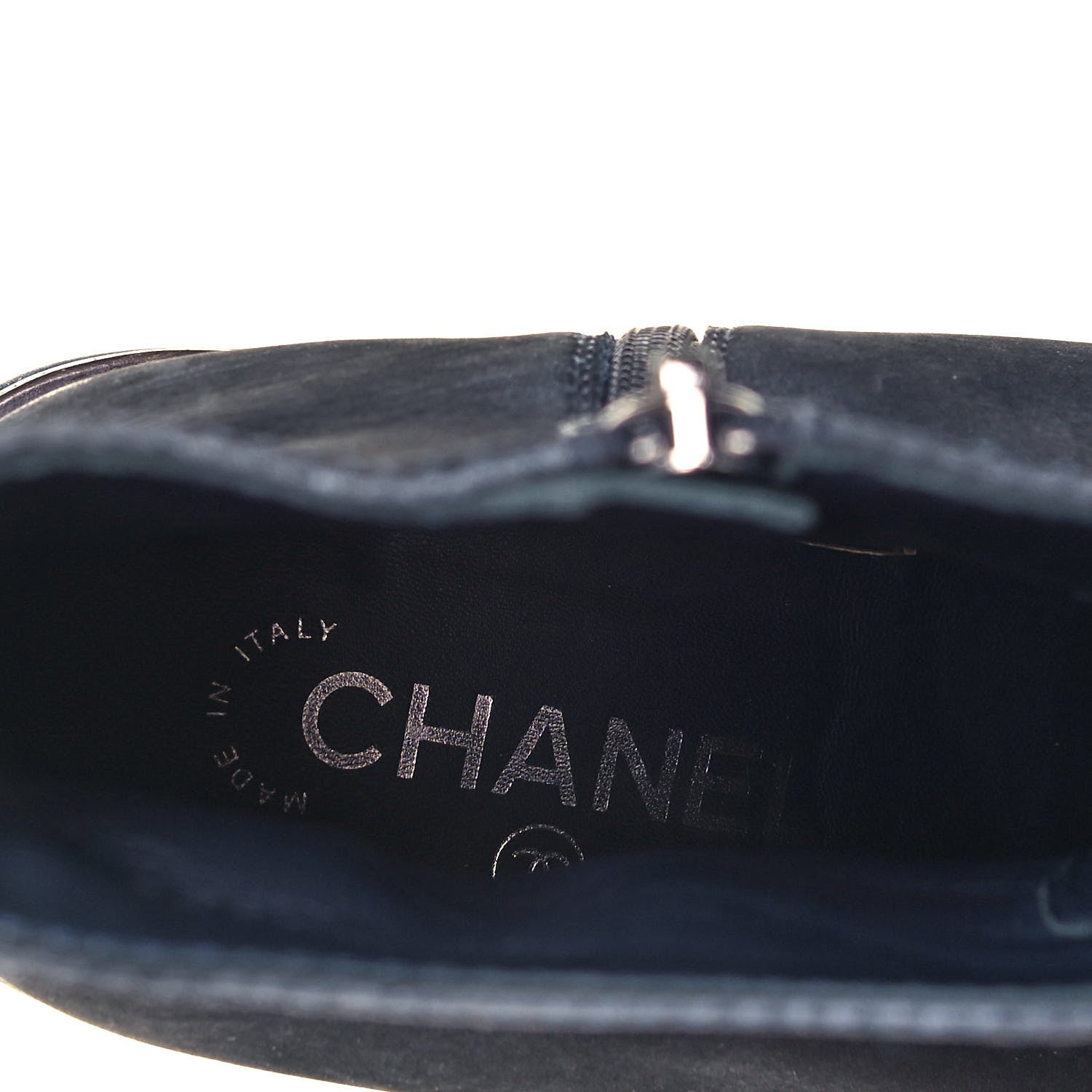 Chanel Suede Calfskin CC Short Boots 36.5 Bleu Fonce 7 of 8