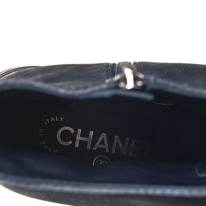 Chanel Suede Calfskin CC Short Boots 36.5 Bleu Fonce 7 of 8