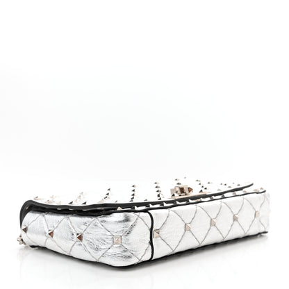 Valentino Garavani Metallic Nappa Rockstud Spike Shoulder Bag Silver 4 of 13