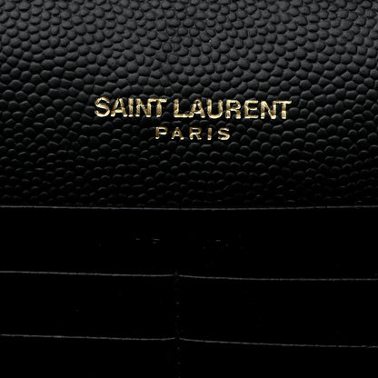 Saint Laurent Grain De Poudre Mixed Matelasse Triquilt Monogram Chain Wallet Black 6 of 10