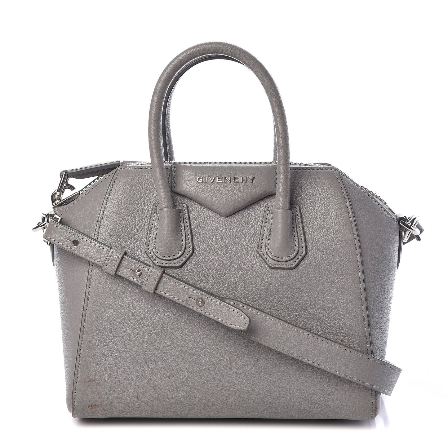 Sugar Goatskin Mini Antigona Pearl Grey