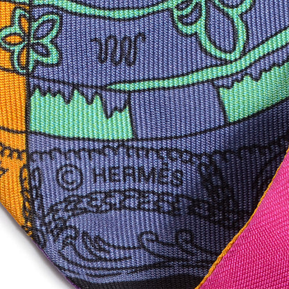 Hermes Silk Tours de Cles Twilly Noir Fuchsia Vert 5 of 7