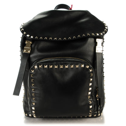 Valentino Garavani Smooth Calfskin Rockstud Double Buckle Backpack Black 1 of 7