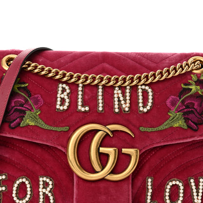 Gucci Velvet Matelasse Blind for Love Embroidered Medium GG Marmont Shoulder Bag Light Raspberry Rose Multicolor 8 of 13