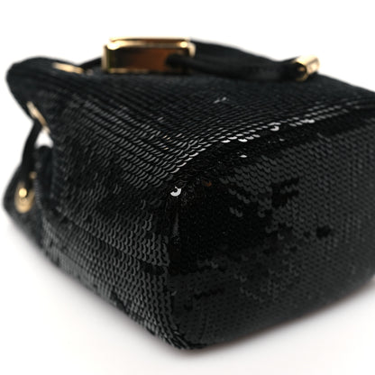 Prada Sequin Satin Triangle Logo Mini Pouch Black 7 of 8