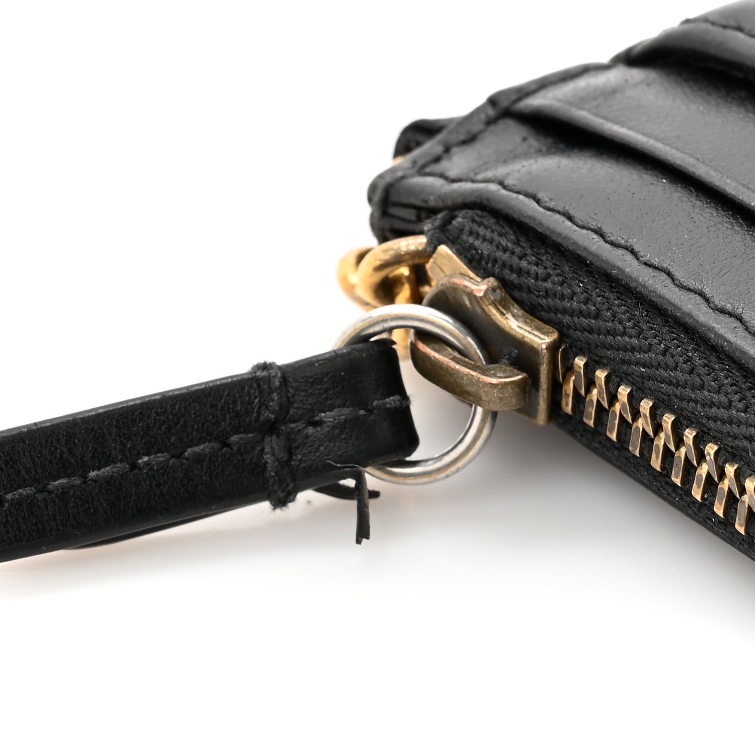 Gucci Calfskin Matelasse Chevron GG Marmont Key Case Card Holder Black 7 of 11