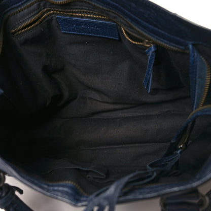 Balenciaga Cuir Arena Striped Classic Hardware City Bleu Nuit Rouge 6 of 13