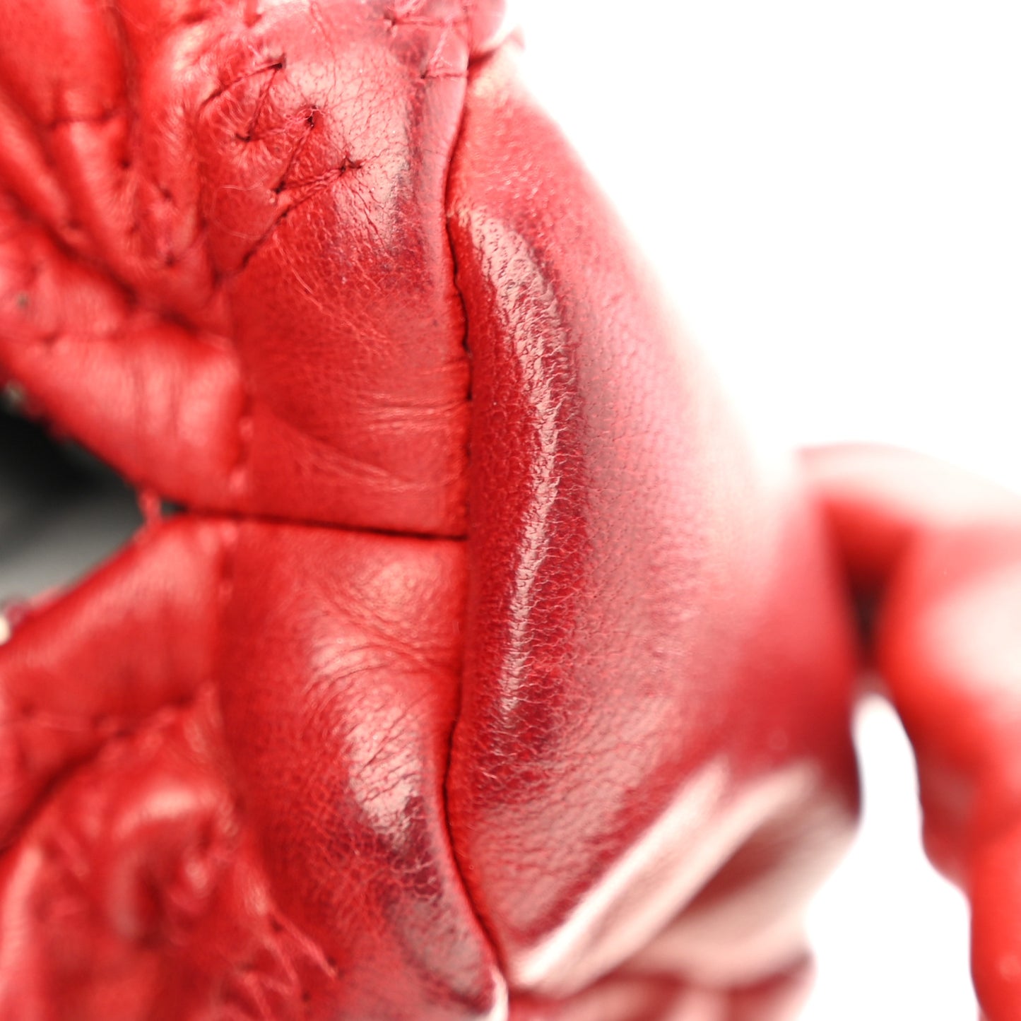 Quilted Lambskin Hidden Chain Hobo Red