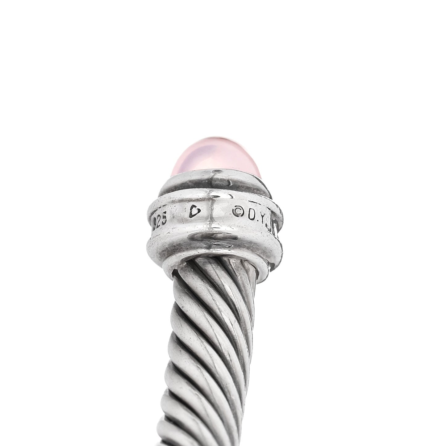 Sterling Silver Diamond Rose Quartz 5mm Cable Classics Bracelet