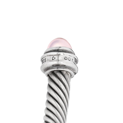 David Yurman Sterling Silver Diamond Rose Quartz 5mm Cable Classics Bracelet 3 of 3