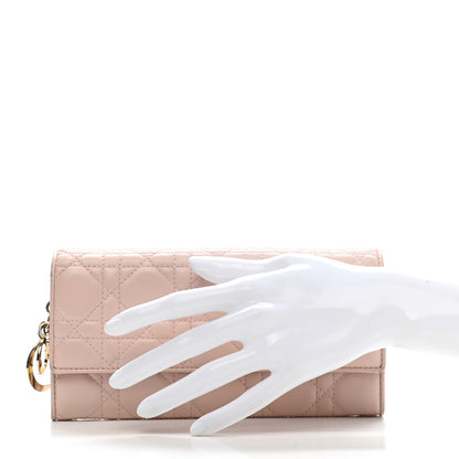 Christian Dior Lambskin Cannage Lady Dior Flap Wallet Light Pink 2 of 13
