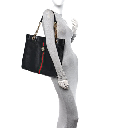 Gucci Calfskin Maxi Rajah Chain Tote Black 2 of 14