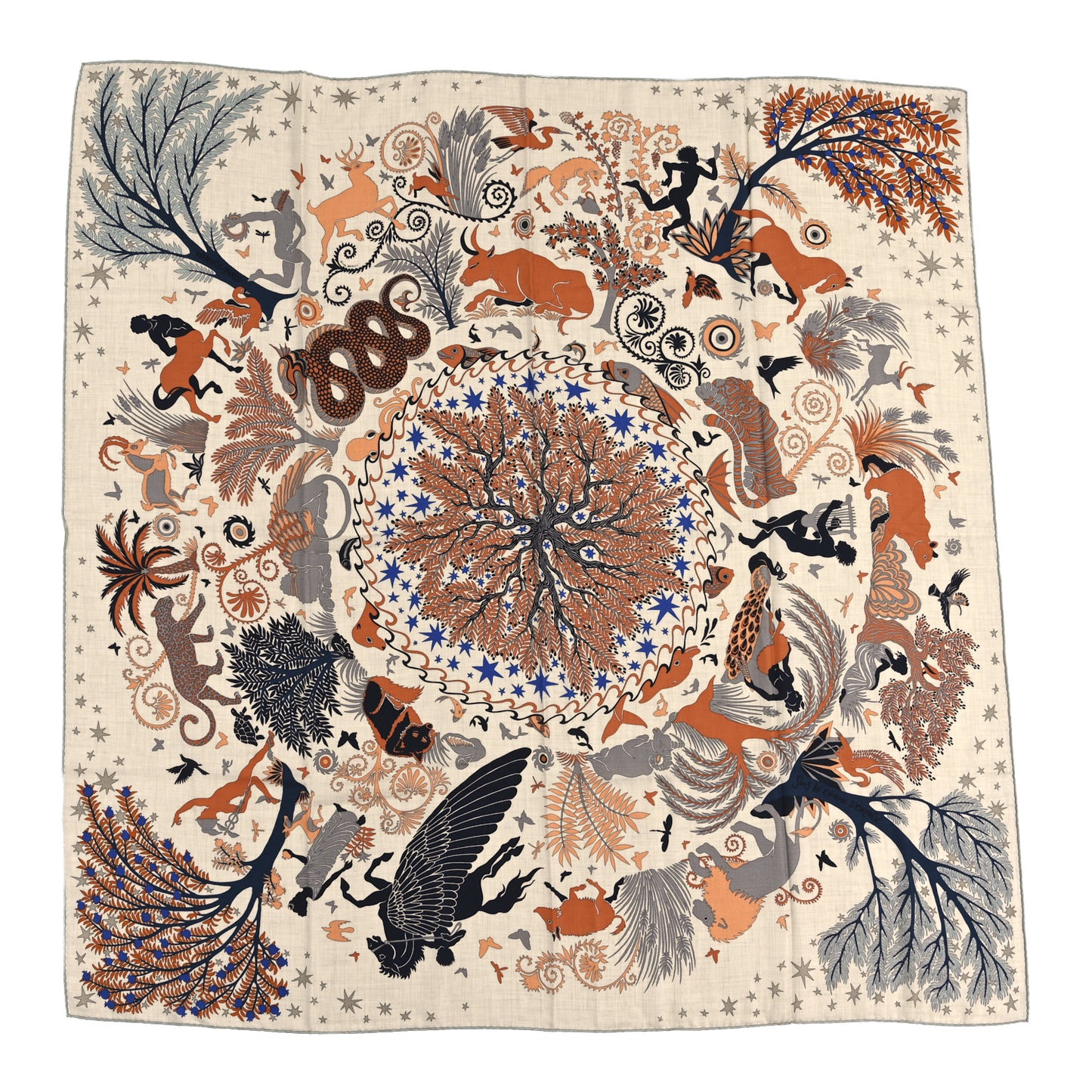 Cashmere Silk Sous Le Charme d'Orphee Shawl 140 Naturel Terracotta